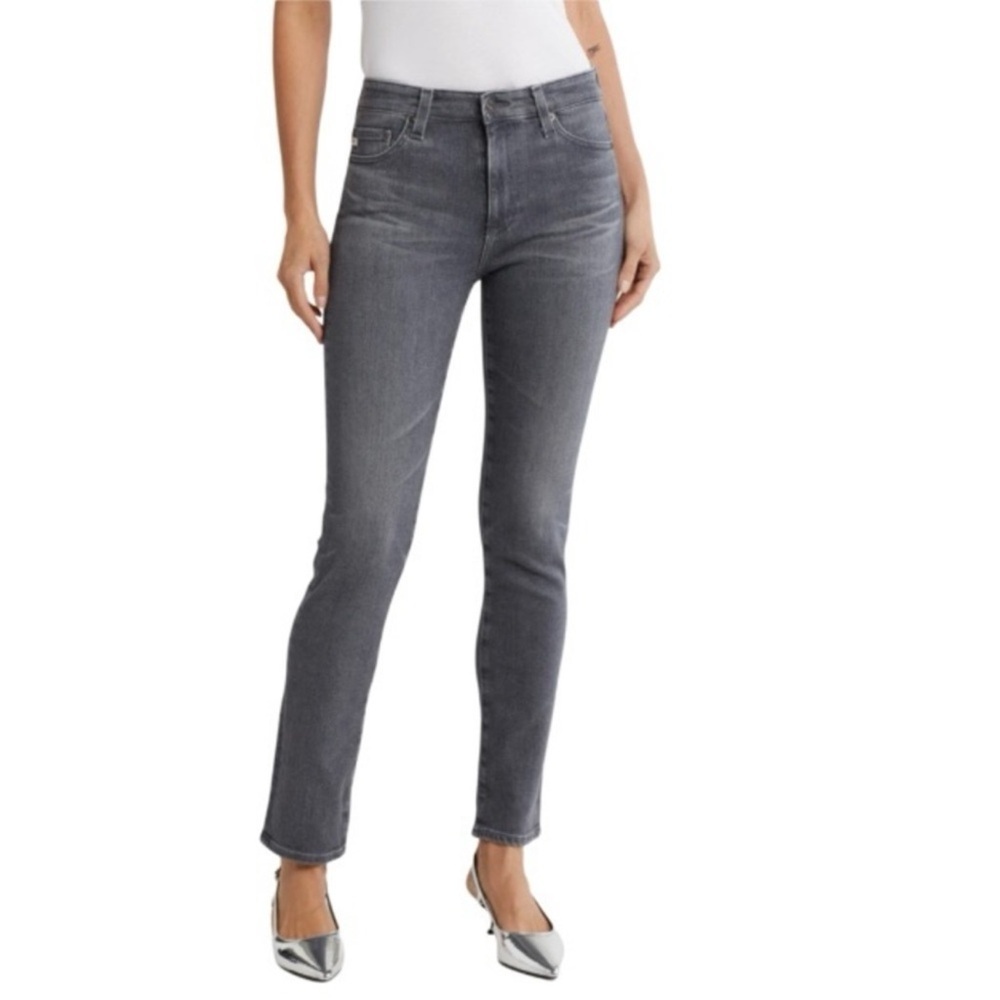 AG Adriano Goldschmied Mari High Waist Slim Straight Leg Jeans Gray